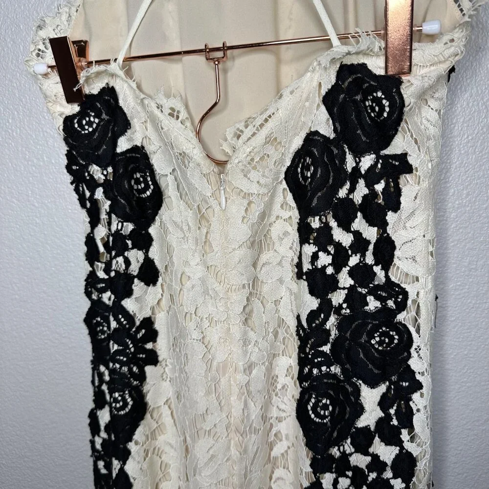 SAYLOR Alexis Mini Dress Size Small Cream & Black Lace Sleeveless - Picture 7 of 12